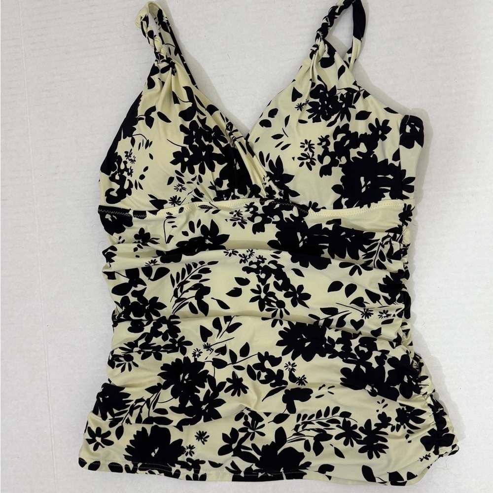 Maternity sz 10 Lands' End Black Floral Tankini